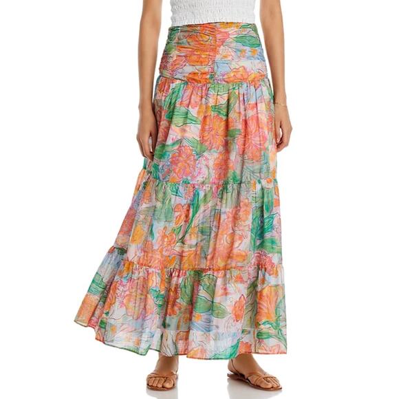 RAILS WOMENS SIZE 10 AGATHA TROPICS COTTON MAXI SKIRT ORANGE MULTI NEW - Picture 1 of 15